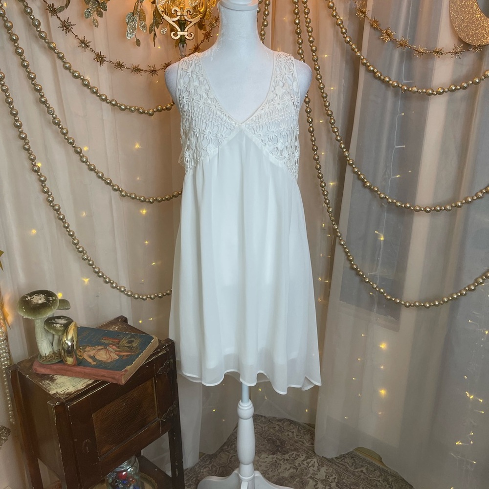 Double Zero White Lace Chemise Dress